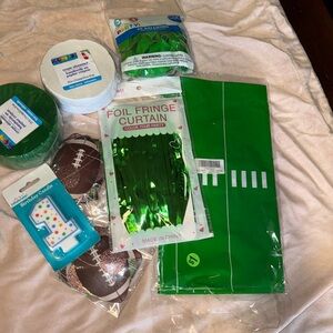 Football Party Supplies Set - Green and White